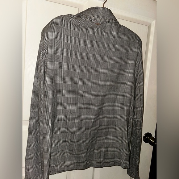 St. John Sport by Marie Gray black plaid studded collared blazer jacket M winter - Picture 2 of 11